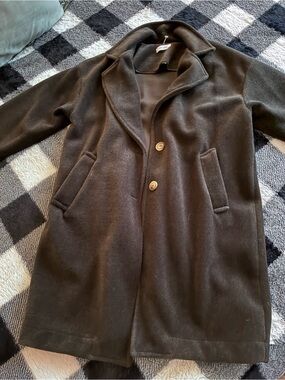 Women’s Black Wool-Blend Pea Coat